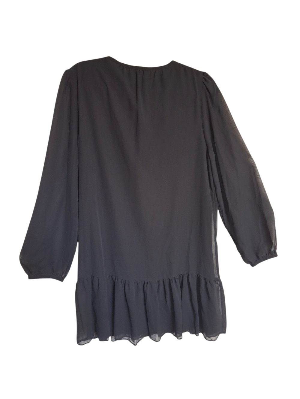 Draper James Long Sleeve Flounce Ruffle Tier Black Dress   Women Size Medium - Picture 5 of 15